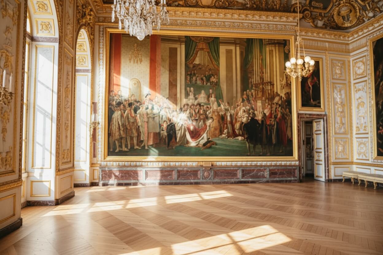 Zahrady a průčelí Zámku Versailles